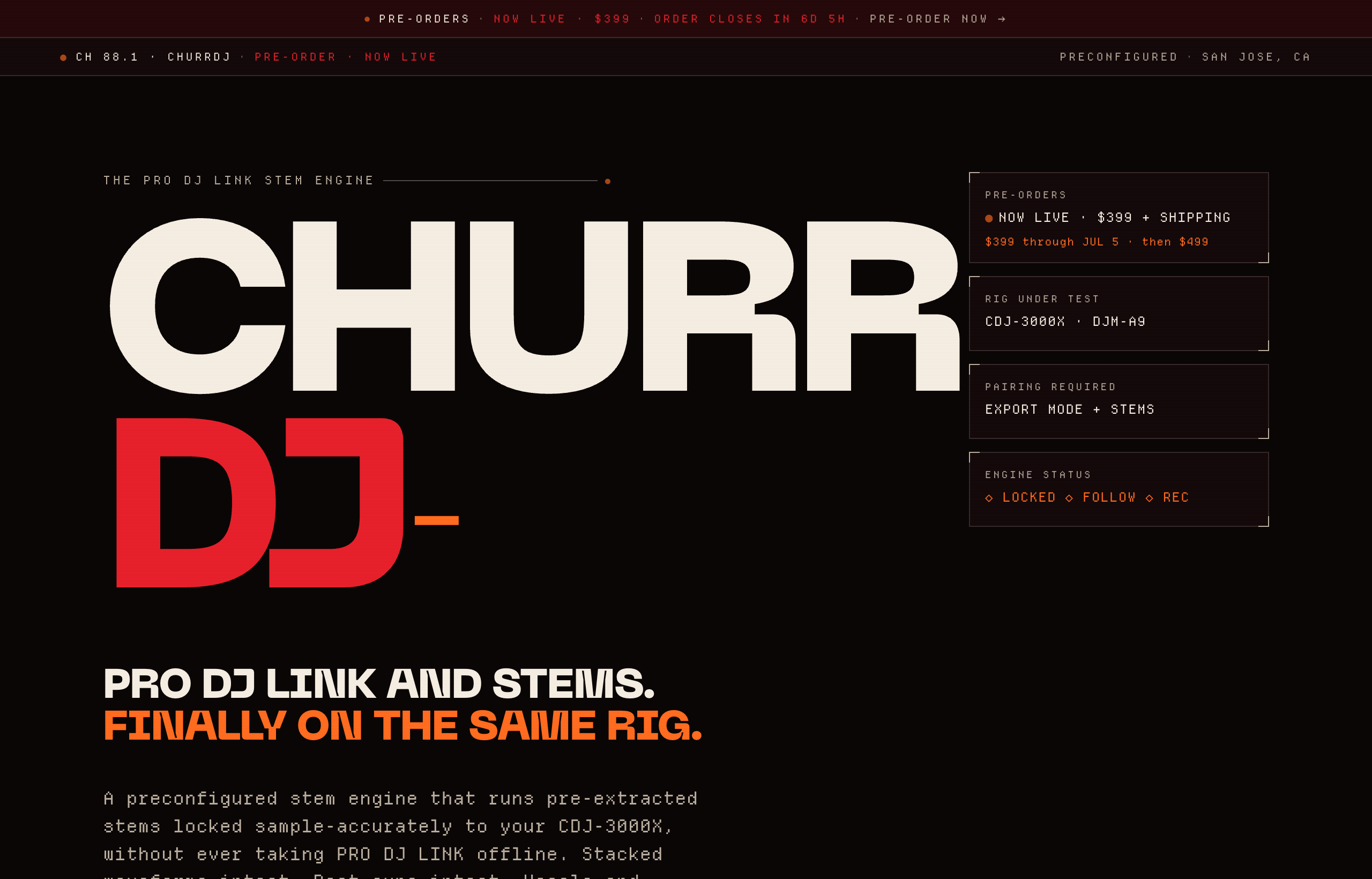 CHURRDJ — live product screenshot